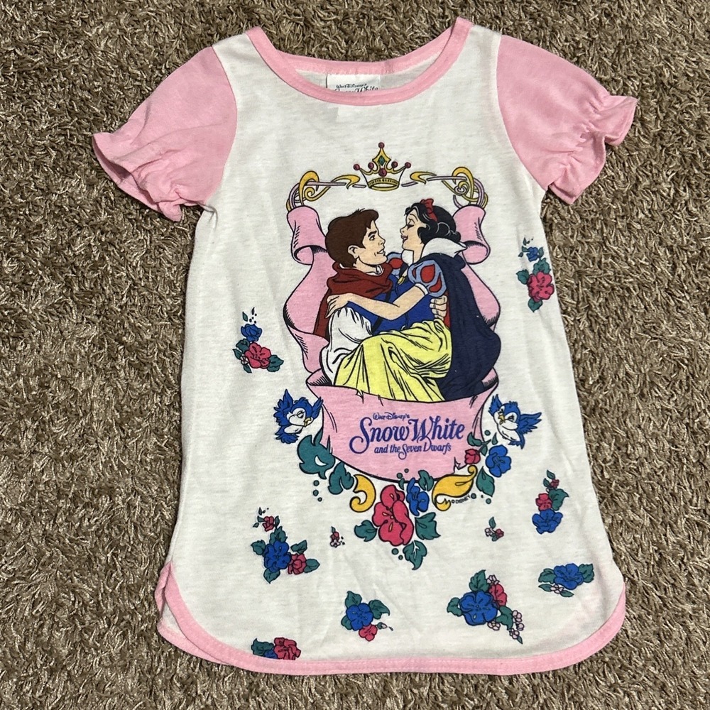 Vintage Walt Disney's Snow White And The Seven Dwarfs Girls 4 Floral Night Gown